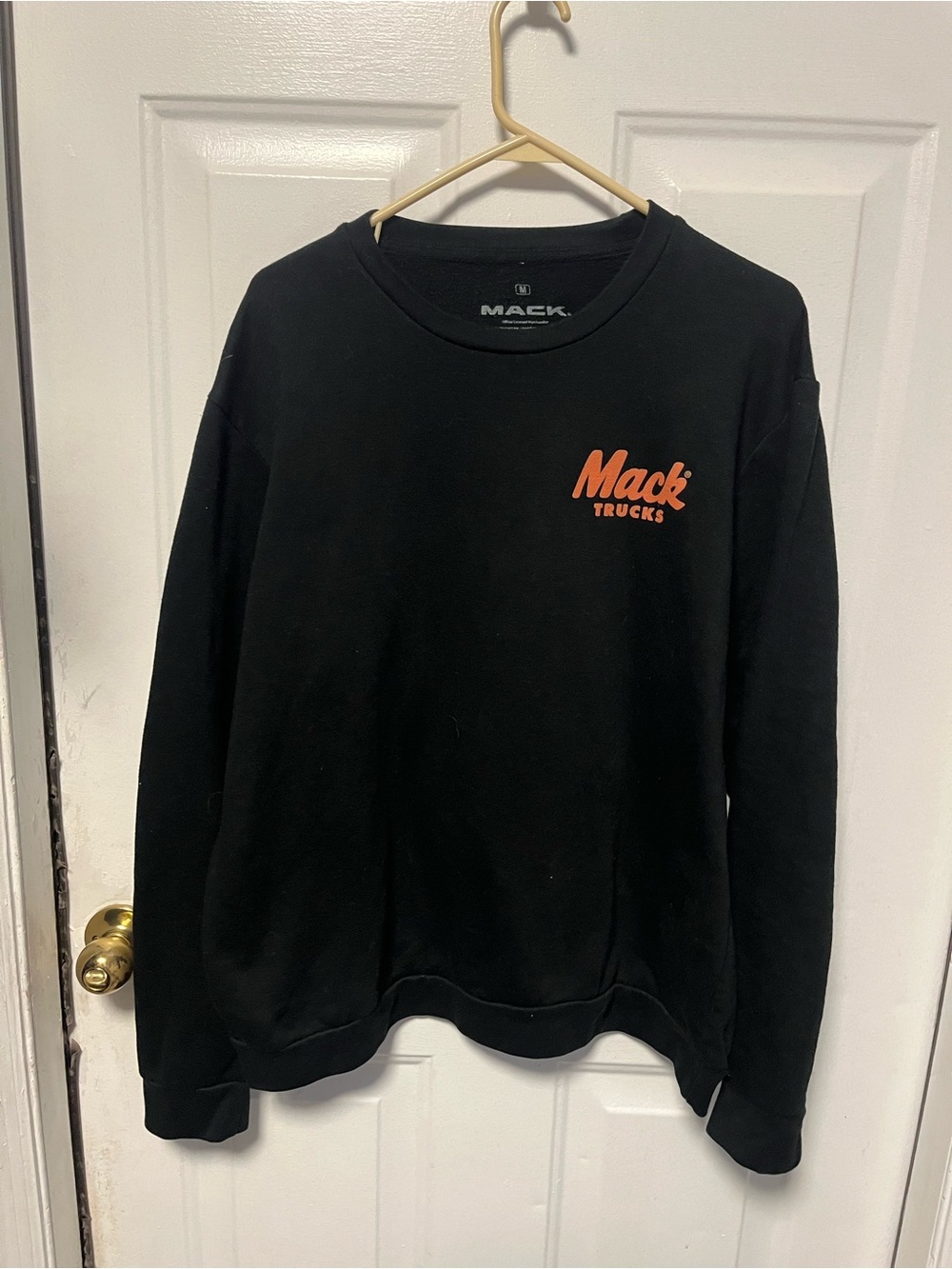 Mack Trucks Men's Black Crewneck Sweatshirt with Orange Logo